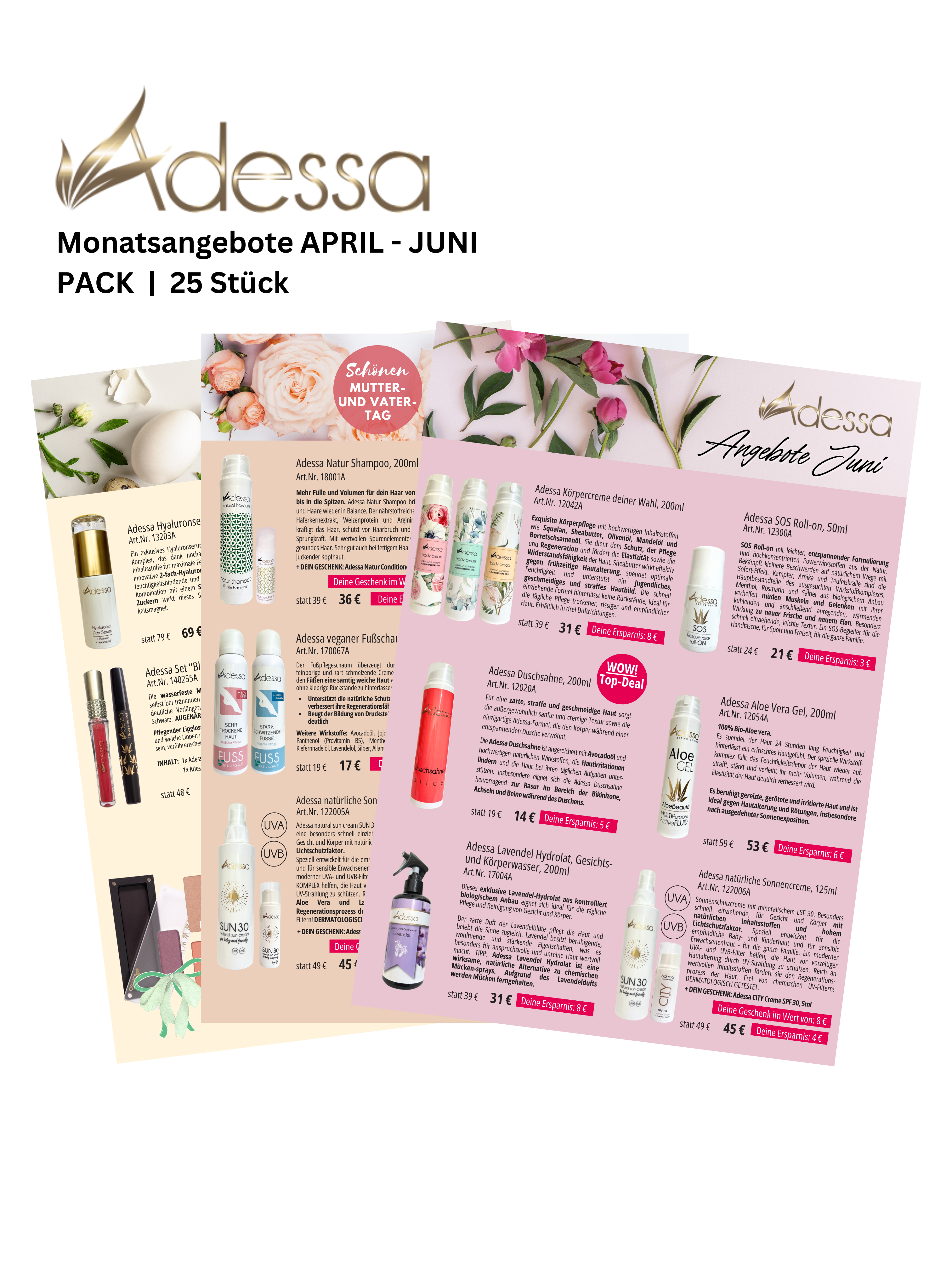 Adessa 3-MONATS-Flyer, Kundenangebote & Vorteilssets, Pack mit 25 Stück